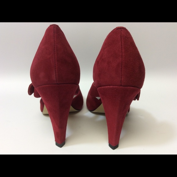 Franco Sarto Deep Red suede Peep toe pump size 7 - Picture 6 of 8